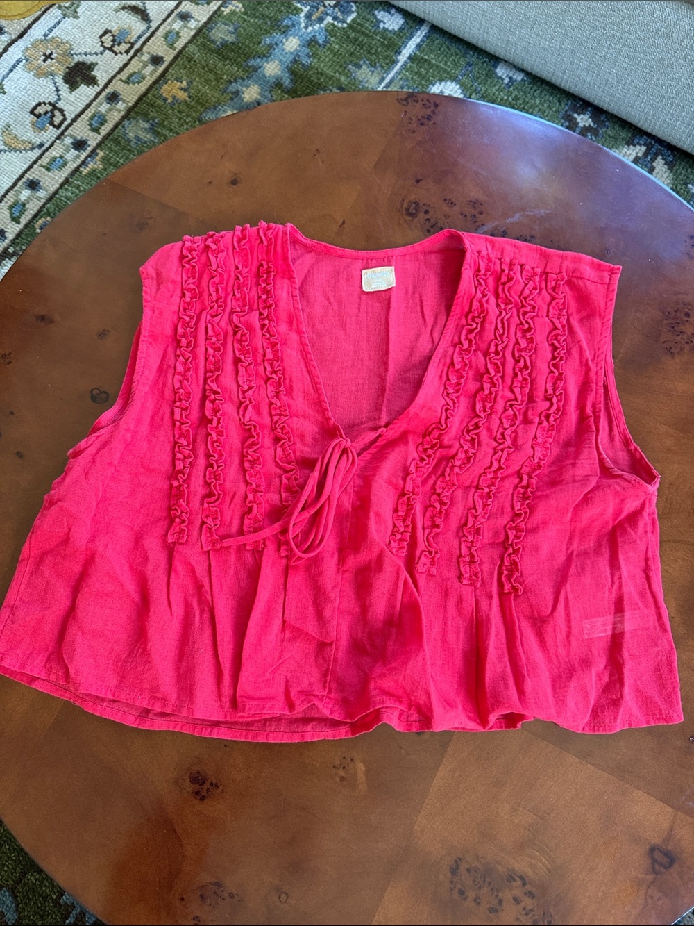 Free People Ruffled Tie-Front Sleeveless Camisole - Hot Pink
